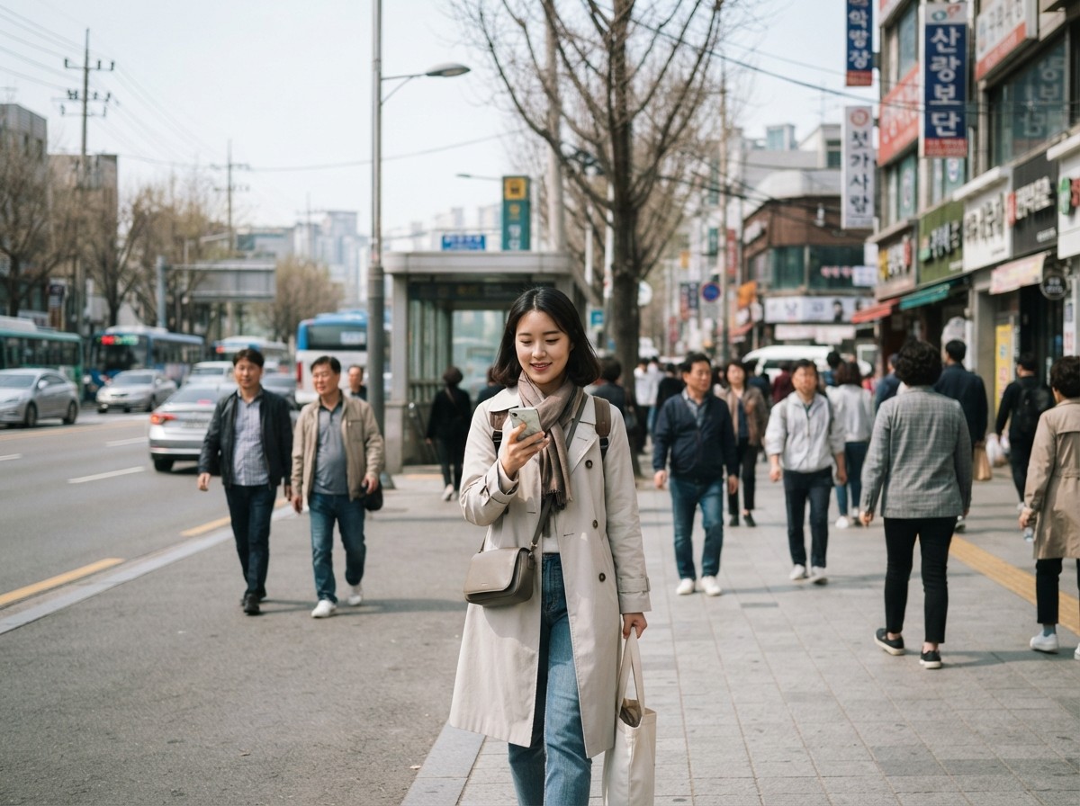 대중교통을 이용해 모임 장소로 이동하는 보행 동선 확인
