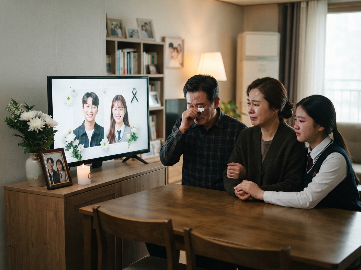 화면으로 함께한 두 자녀의 추모