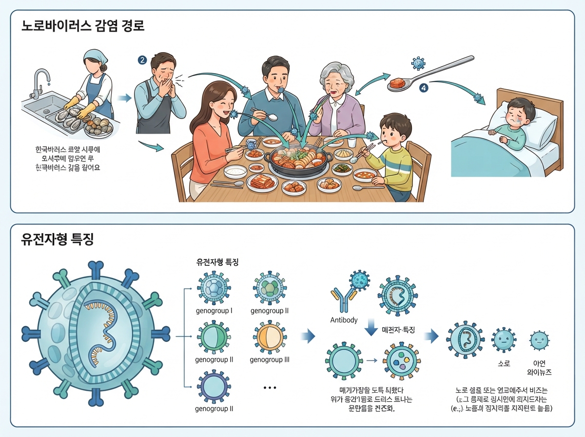 노로바이러스 감염 경로와 유전자형 특징